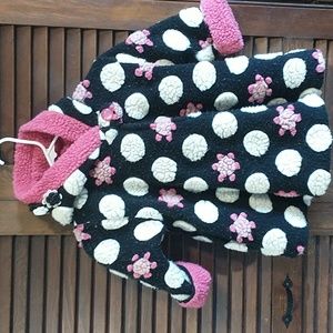 Corky & Company Black, Pink & White Hooded Girl's Pea Coat Size 4